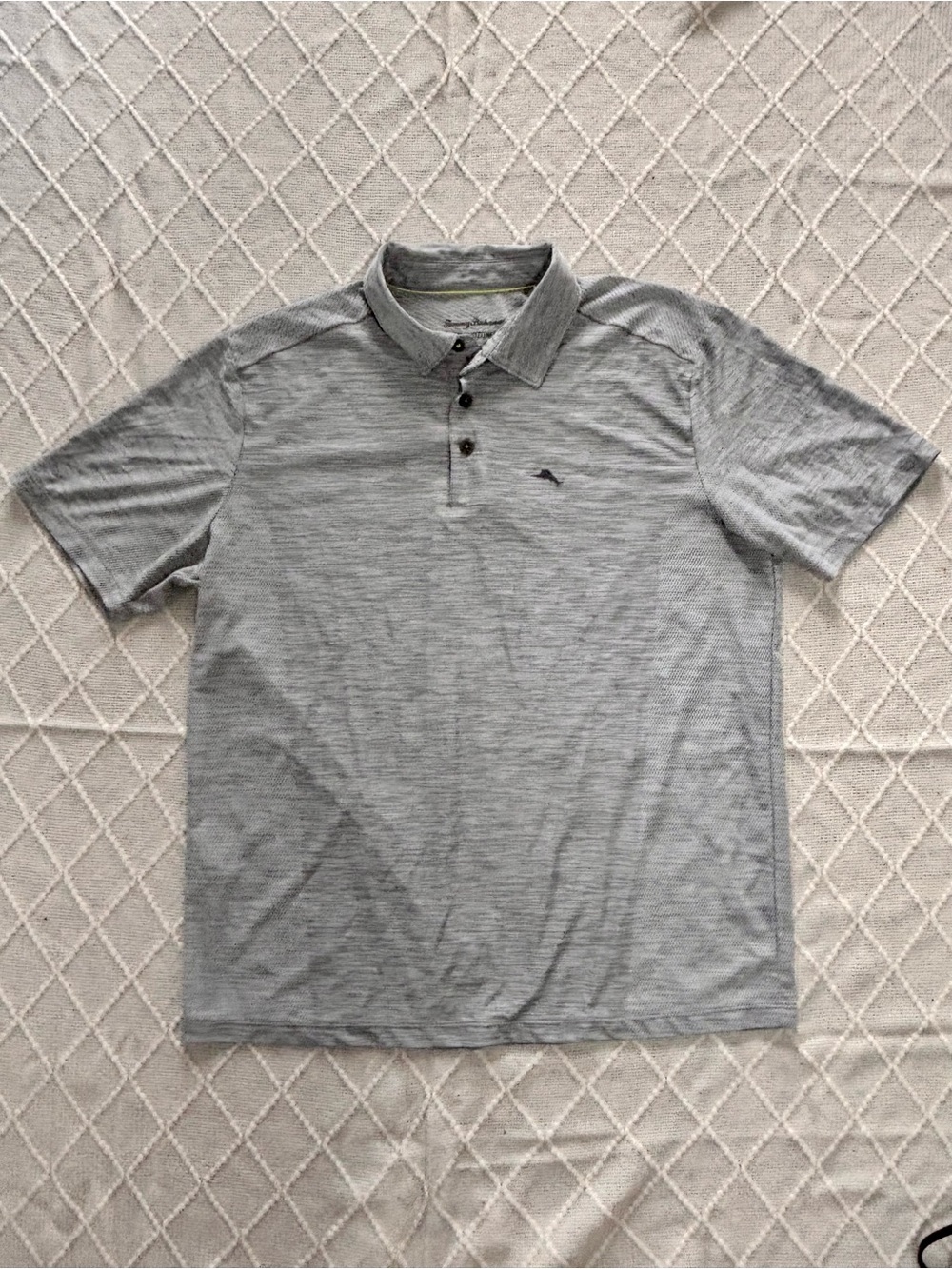 Tommy Bahama IslandZone Gray Striped Performance Polo Shirt Size Large